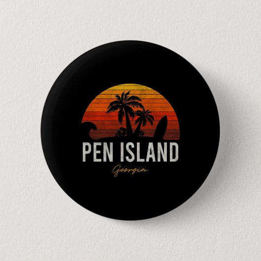 Pen Island Beach Georgia Ga Palms Vacacation Surf Button (Vorderseite)