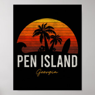 Pen Island Beach Georgia Ga Palms Vacacation Surf Poster