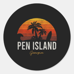Pen Island Beach Georgia Ga Palms Vacacation Surf Runder Aufkleber