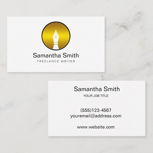 Pen Logo Freelance Writer and Calligraphy Writer Visitenkarte (Vorne/Hinten)