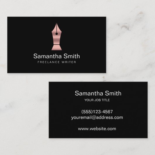 Pen Logo Freelance Writer and Calligraphy Writer Visitenkarte (Vorne/Hinten)