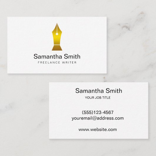 Pen Logo Freelance Writer and Calligraphy Writer Visitenkarte (Vorne/Hinten)