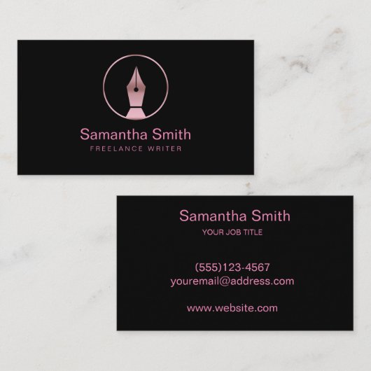 Pen Logo Freelance Writer and Calligraphy Writer Visitenkarte (Vorne/Hinten)