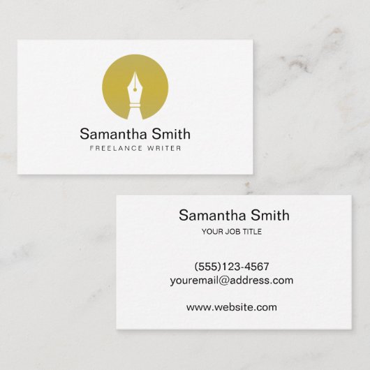 Pen Logo Freelance Writer and Calligraphy Writer Visitenkarte (Vorne/Hinten)