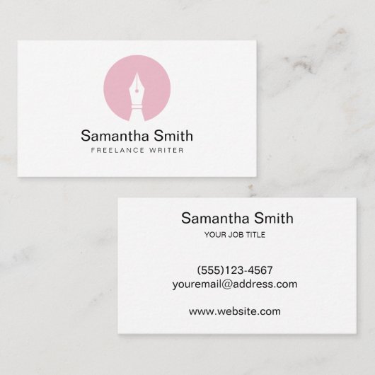 Pen Logo Freelance Writer and Calligraphy Writer Visitenkarte (Vorne/Hinten)