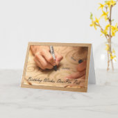 Pen Pal Birthday Card mit Händen schreiben Happy B Karte (Gelbe Blume)