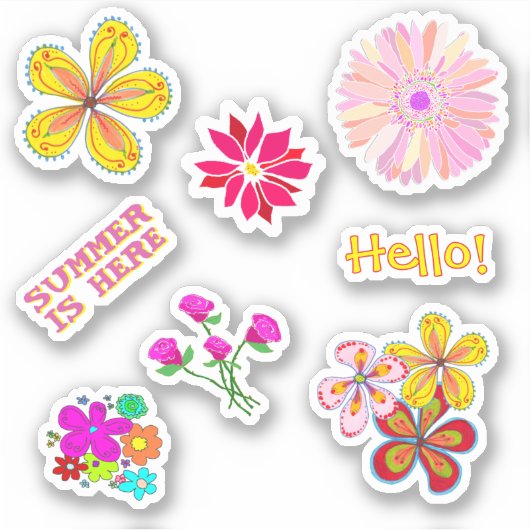 Pen Pal Floral Shaped Stickers Hand-drawn Aufkleber (Vorderseite)