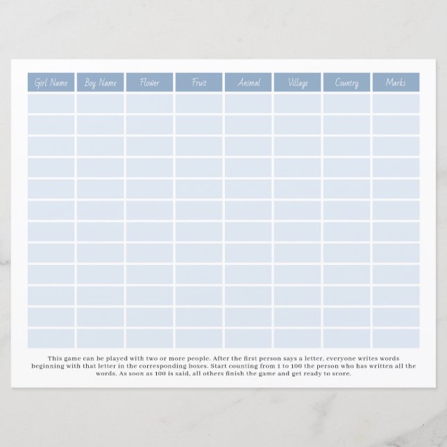 Pen & Paper Game für Familien, Freunde, Party (Vorderseite)