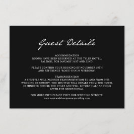 Pen Script Minimalistisch Black Wedding Guest Deta Begleitkarte