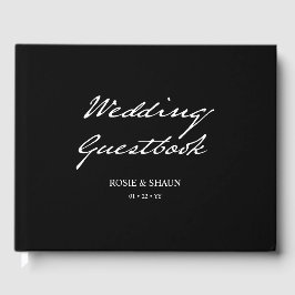 Pen Script Minimalistische Kalligrafie Black Weddi Gästebuch