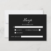 Pen Script Minimalistische Kalligrafie Black Weddi RSVP Karte (Vorderseite)