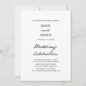 Pen Script Minimalistische Kalligrafie White Weddi Einladung (Vorderseite)