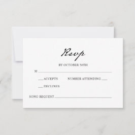 Pen Script Minimalistische Kalligrafie White Weddi RSVP Karte