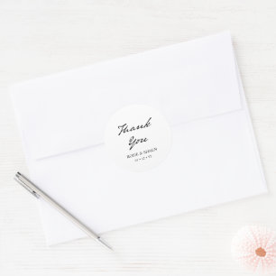Pen Script Minimalistische Kalligrafie White Weddi Runder Aufkleber