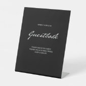 Pen Script Modern Minimal Guestbook Black Wedding Sockelschild (Vorderseite)