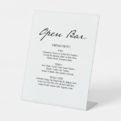Pen Script Modern Minimal Open Bar White Wedding Sockelschild (Vorderseite)