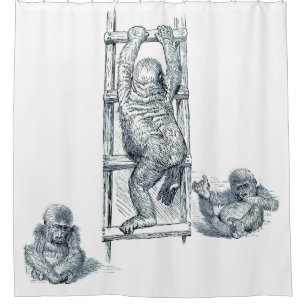 Pen/Tinte Art Jugend Gorilla Kinder Duschvorhang