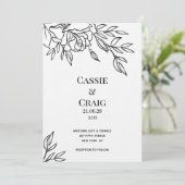 Pen & Tinte Rose Hochzeit Luxus Dickpapier Einladu Einladung (Stehend Vorderseite)