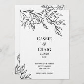 Pen & Tinte Rose Hochzeit Luxus Dickpapier Einladu Einladung (Vorne/Hinten)