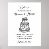 Pen Tinte Whimsical Hand Drawn Cake Wedding Willko Poster (Vorne)
