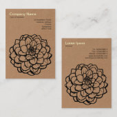 Pen und Ink Dahlia - Pappe Visitenkarte (Vorne/Hinten)