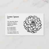 Pen und Ink Dahlia - Schwarz auf Weiß Visitenkarte (Rückseite)