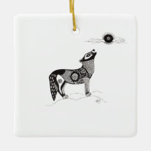Pen- und Ink Howling Wolf-Ornament