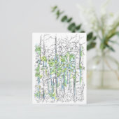 Pen und Tinte aus Aspen-Birken Zeichnend Postkarte (Stehend Vorderseite)