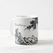 Pen und Tinte Chinesische Landschaft mit Kiefern Kaffeetasse (Vorderseite Links)
