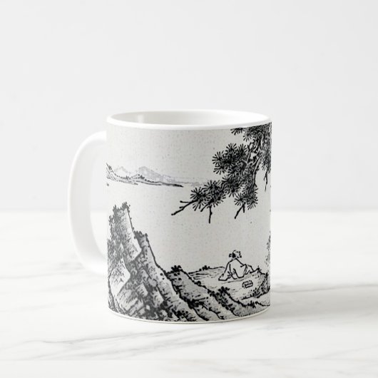 Pen und Tinte Chinesische Landschaft mit Kiefern Kaffeetasse (Vorderseite Links)