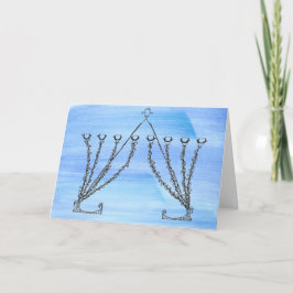 Pen und Tinte Extravagant Chanukah Menorah auf bla Feiertagskarte