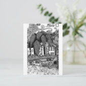 Pen und Tinte-Illustration auf der Postkarte des F (Stehend Vorderseite)