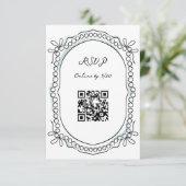 Pen und Tinte Ribbons und Perlen QR-Code RSVP Karte (Stehend Vorderseite)