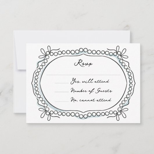 Pen und Tinte Ribbons und Perlen RSVP Karte (Vorderseite)