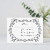 Pen und Tinte Ribbons und Perlen RSVP Karte (Stehend Vorderseite)