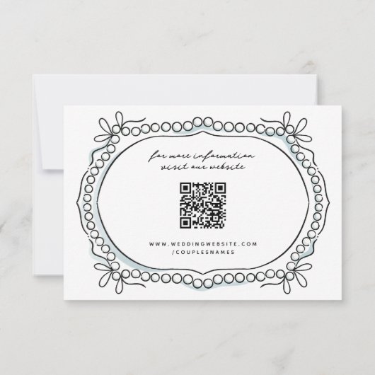 Pen und Tinte Ribbons und Perlen RSVP Karte (Rückseite)