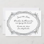 Pen und Tinte Ribbons und Perlen Save The Date (Vorderseite)