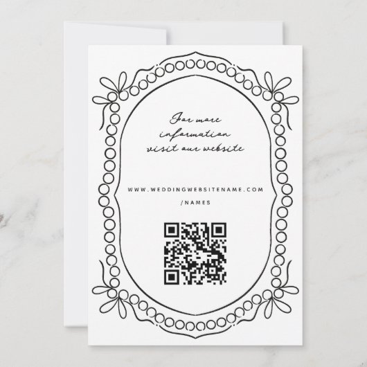 Pen und Tinte Ribbons und Perlen Save The Date (Rückseite)