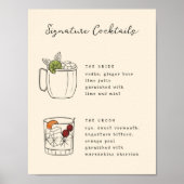 Pen und Tinte Whimsical Hand Dragee Cocktails Unte Poster (Vorne)