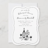 Pen und Tinte Whimsical Hand Drawing Probe Dinner Einladung (Vorderseite)