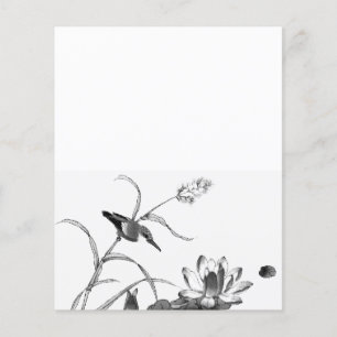 Pen und Tinte Zeichnend Teich Lotus und Bird