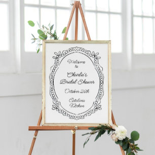 Pen und Tinten Ribbons und Perlen Begrüßungszeiche Poster