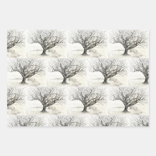 Pen und Tintenbaum zeichnend Geschenkpapier Set (Vorderseite)