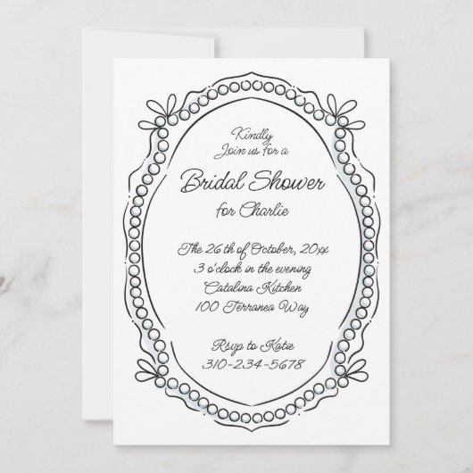 Pen und Tintenfische Ribbons und Perlen Alt Text Einladung (Vorderseite)