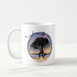 Pen und Tintengoddess auf Sonnenuntergang Kaffeetasse