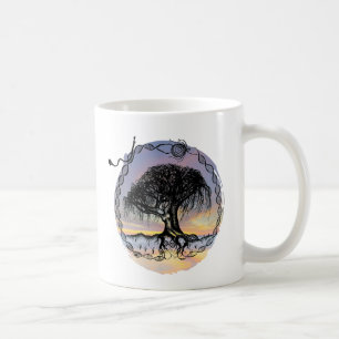 Pen und Tintengoddess auf Sonnenuntergang Kaffeetasse