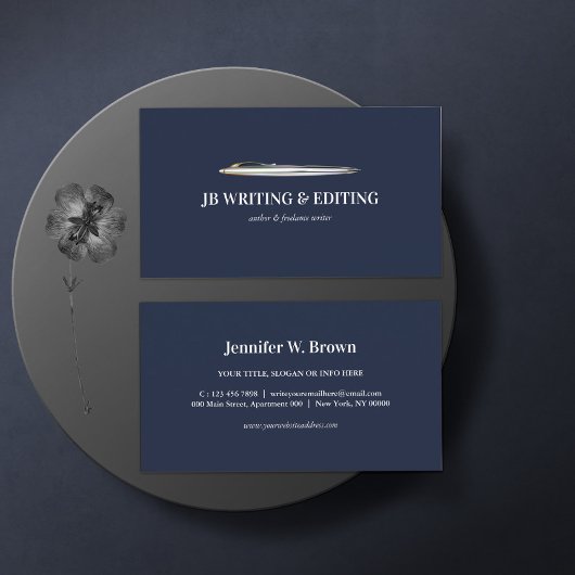 Pen Writer Blogger Ballpoint Navy Visitenkarte