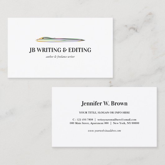 Pen Writer Blogger Green Yellow Ballpoint Visitenkarte (Vorne/Hinten)
