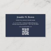 Pen Writer Blogger Qr Code Navy Visitenkarte (Rückseite)