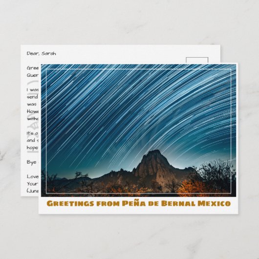 Peña de Bernal mit Star Pattern bei Querétaro Postkarte (Vorne/Hinten)